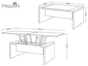 SPACE dub artisan / antracit, rozkládací konferenční stolek, výškově nastavitelný
