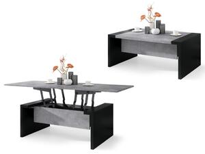 SPACE beton / černá, rozkládací konferenční stolek, výškově nastavitelný
