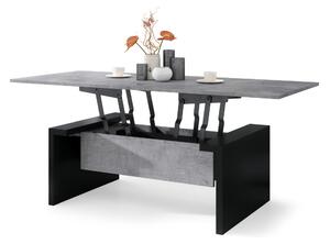 SPACE beton / černá, rozkládací konferenční stolek, výškově nastavitelný