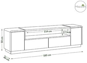 TV stolek FOLK RTV-185, bílý lesk a mat / beton, skříňka