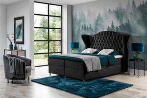 Luxusní boxspringová postel 180x200 RIANA - černá + topper ZDARMA