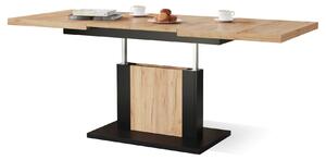 ORION zlatý dub / čierny, rozkládací, zvedací konferenční stůl, stolek