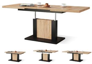 ORION zlatý dub / čierny, rozkládací, zvedací konferenční stůl, stolek