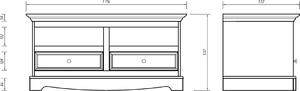 Dřevěný TV stolek Belluno Elegante, dekor bílá | zlatý dub, masiv, borovice