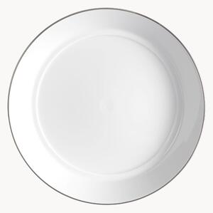 Ručně vyrobené talíře na těstoviny z porcelánu s ručně malovaným platinovým okrajem Vitruv, 2 ks