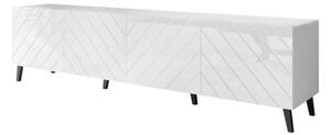 TV stolek 200 cm BERMEJO - bílý / lesklý bílý