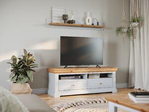 TV stolek Marone Elite, dekor bílá-dřevo, masiv, borovice