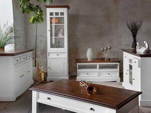 TV stolek Belluno Elegante, velký, dekor bílá /ořech, masiv, borovice
