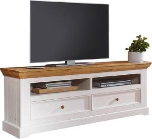 Bílý nábytek TV stolek Marone Klasik, dekor bílá-dřevo, masiv, borovice
