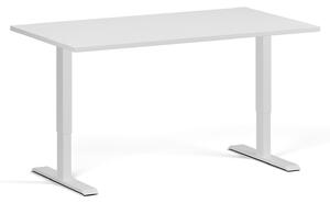 Výškově nastavitelný stůl, 1 motor, 745 - 1235 mm, deska 1400 x 800 mm, bílá podnož, bílá