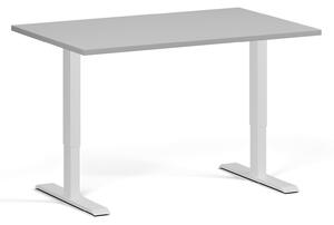 Výškově nastavitelný stůl, 1 motor, 745 - 1235 mm, deska 1200 x 800 mm, bílá podnož, šedá