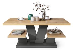VIVA MAT Dub Artisan/Antracit - moderní konferenční stolek s policemi
