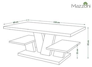 VIVA MAT Dub Hnědý/Černý - moderní konferenční stolek s policemi