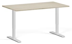 Výškově nastavitelný stůl, 1 motor, 745 - 1235 mm, deska 1400 x 800 mm, bílá podnož, dub přírodní