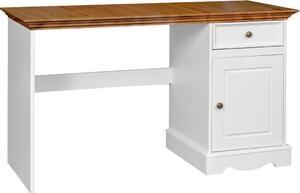 Psací stůl Belluno Elegante - malý, dekor bílá | zlatý dub, masiv, borovice
