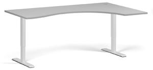 Ergonomický výškově nastavitelný stůl, 180x120 cm, 1 motor, L/P, bílá podnož, šedá