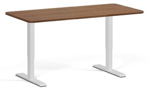 Polohovací stůl se zaoblenými rohy, 160x80 cm, 1 motor, bílá podnož, ořech