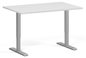 Výškově nastavitelný stůl, 120x80 cm, 1 motor, šedá podnož, bílá