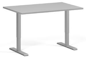 Výškově nastavitelný stůl, 120x80 cm, 1 motor, šedá podnož, šedá
