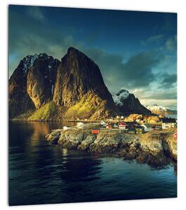 Obraz rybářské vesnice v Norsku (30x30 cm)
