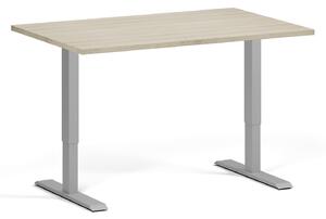 Výškově nastavitelný stůl, 1 motor, 745 - 1235 mm, deska 1200 x 800 mm, šedá podnož, dub přírodní