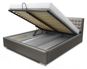 Designová postel s úložným prostorem 200x200 NATAL - bílá eko kůže