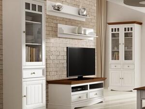 TV stolek Belluno Elegante, dekor bílá | ořech, masiv, borovice