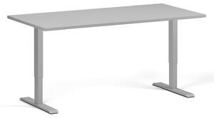 Výškově nastavitelný stůl, 1 motor, 745 - 1235 mm, deska 1600 x 800 mm, šedá podnožm, šedá