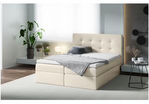 Kontinentální postel 120x200 VIVIEN 1 - béžová eko kůže + topper ZDARMA