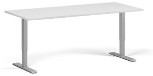 Výškově nastavitelný stůl, 1 motor, 745 - 1235 mm, deska 1800 x 800 mm, šedá podnož, bílá