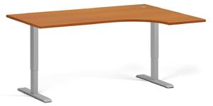 Rohový výškově nastavitelný stůl, 160x120 cm, 1 motor, L/P, šedá podnož, třešeň