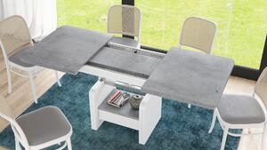 Konferenční stolek LEXUS, rozkládací, s funkcí zvedání desky, beton / bílý mat