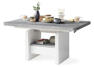 Konferenční stolek LEXUS, rozkládací, s funkcí zvedání desky, beton / bílý mat