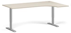 Výškově nastavitelný stůl, 1 motor, 745 - 1235 mm, rohový L/P, deska 1800 x 1200 mm, šedá podnož, bříza