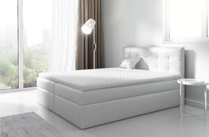 Čalouněná boxspringová postel 200x200 IVANA 2 - bílá eko kůže + topper ZDARMA