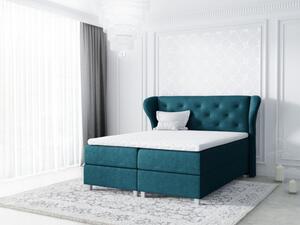 Čalouněná postel EVELI 200x200, modrozelená + topper ZDARMA
