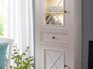 Bílý nábytek Vitrína Marone Klasik 2.1, dekor bílá-dřevo, masiv, borovice