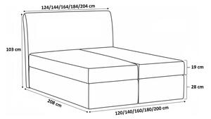Čalouněná postel REX - 200x200, černá + topper ZDARMA