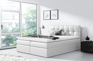 Čalouněná postel REX - 200x200, bílá + topper ZDARMA