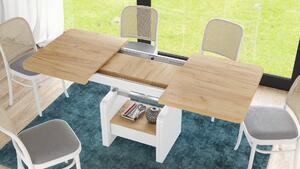 Konferenční stolek LEXUS, rozkládací, s funkcí zvedání desky, dub zlatý / bílý mat