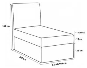 Boxspringová postel CELESTA MINI - 80x200, béžová + topper ZDARMA