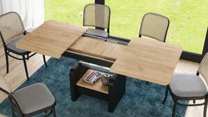 Konferenční stolek LEXUS, rozkládací, s funkcí zvedání desky, dub zlatý / černý mat