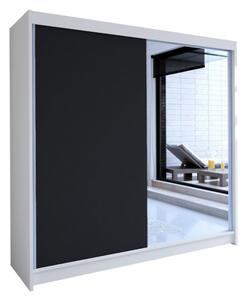 Šatní skříň 180 cm se zrcadlem a LED RGB osvětlením VILMA 1 - černá / bílá
