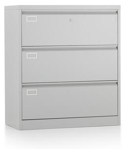 Dvouřadá kovová kartotéka A4 - 3 zásuvky, 90 x 45 x 102 cm, cylindrický zámek, šedá - ral 7035