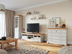 TV stolek Belluno Elegante, velký, dekor bílá | borovice, masiv, borovice