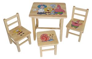 Dětský Stůl s židlemi Spongebob (stůl + 3 židličky)
