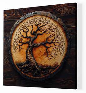 Obraz na plátně - Strom života Aurelis, dřevo styl FeelHappy.cz Velikost obrazu: 40 x 40 cm