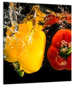 Obraz - papriky ve vodě (30x30 cm)