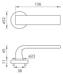 Dveřní kování MP Cinto-R 2732 (BS - Černá matná), klika-klika, Bez spodní rozety, MP BS (černá mat)