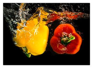 Obraz - papriky ve vodě (70x50 cm)